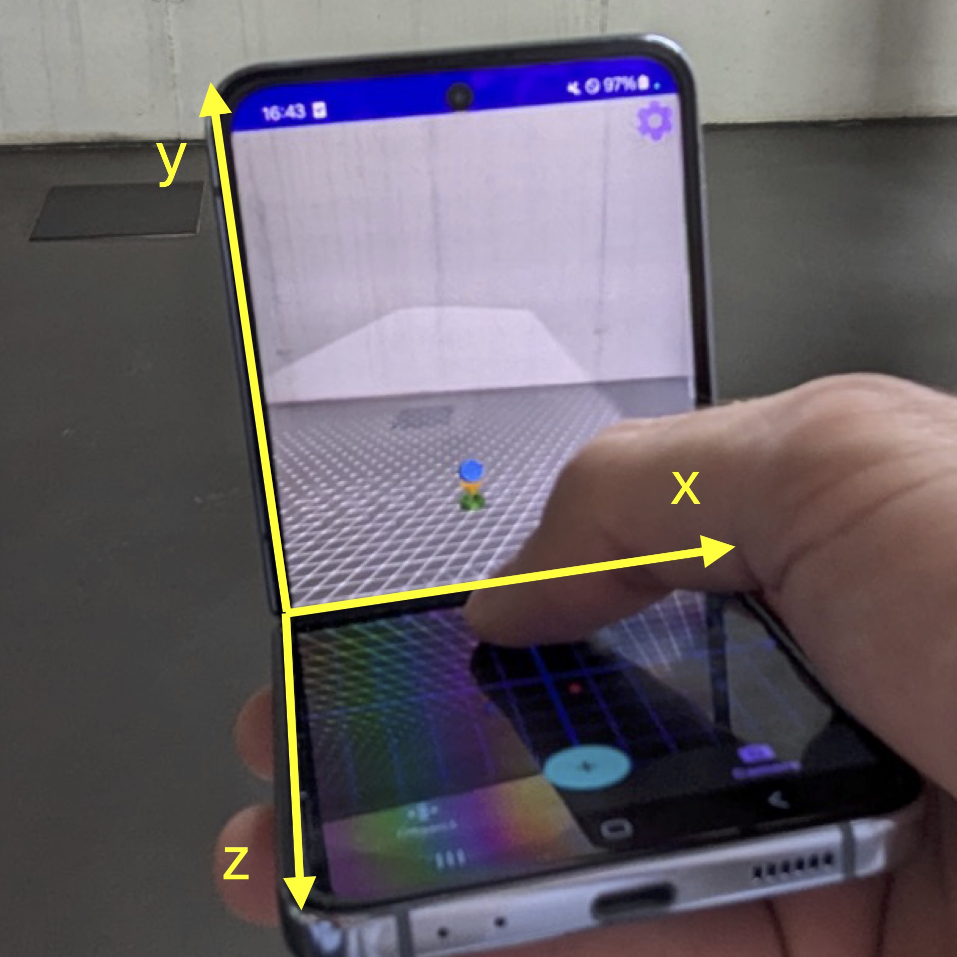 FoldAR: Using the Bended Screen of Foldable Smartphones for Depth Discrimination in Augmented Reality